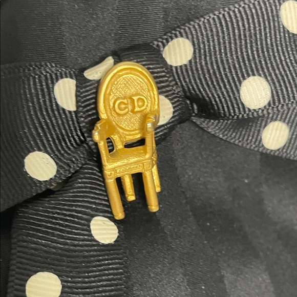 DIOR Black Polka Dot Bow Pouch vintage - Picture 2 of 6